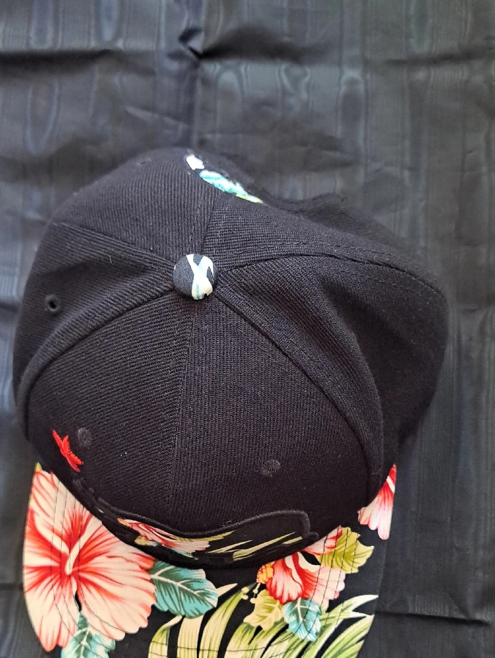 Black Floral-Print Baseball Cap